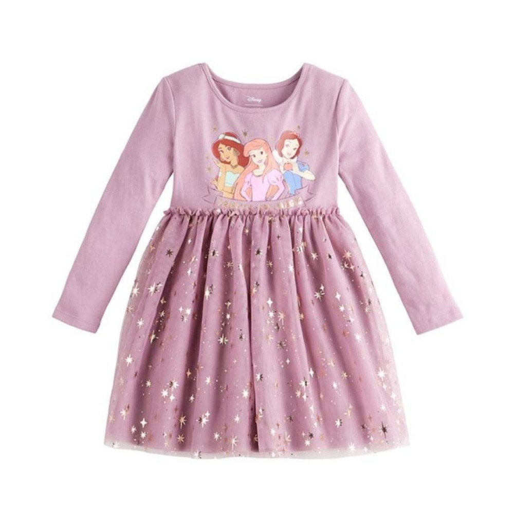 'Disney Princesses pink dress with gold stars. Size 8